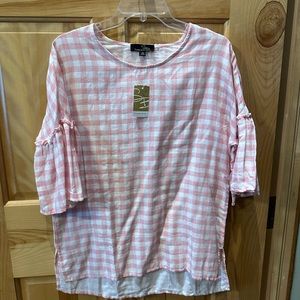 Suzanne Betro Pink Checkered Top